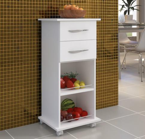 Fruteira Cozinha Multiuso Branco 2 Gavetas c/ Rodinhas - Clickforte Menor preço em Fruteira Cozinha Multiuso Branco 2 Gavetas c/ Rodinhas - Clickforte