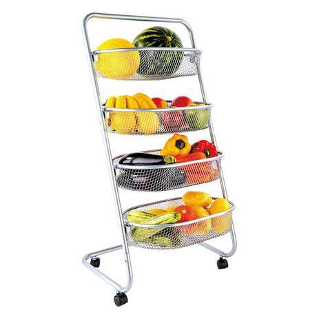 Fruteira De Chão Cozinha Organizador Multiuso 4 Cestos Removíveis Aço Com Rodinhas - REF ORG6606 - EURO HOME Menor preço em Fruteira De Chão Cozinha Organizador Multiuso 4 Cestos Removíveis Aço Com Rodinhas - REF ORG6606 - EURO HOME