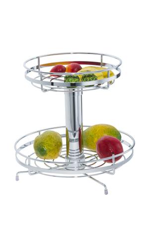 Fruteira De Mesa Redonda Dupla Com Vidro - Prata com Metalico - SCH2402 - Aramados Schmidt Menor preço em Fruteira De Mesa Redonda Dupla Com Vidro - Prata com Metalico - SCH2402 - Aramados Schmidt