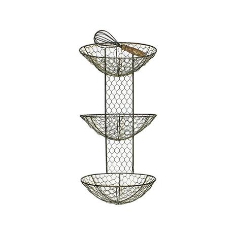 Fruteira de Parede Grande com 3 Cestos em Metal - Goods br Menor preço em Fruteira de Parede Grande com 3 Cestos em Metal - Goods br