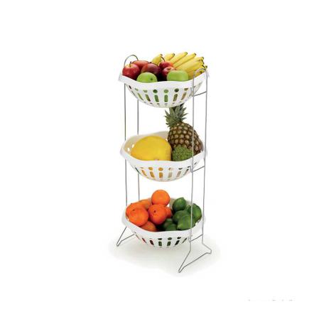 Fruteira de plástico branca com base cromada Arthi Menor preço em Fruteira de plástico branca com base cromada Arthi