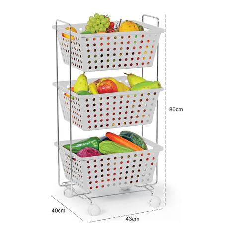 Fruteira Organizador Cesta Tripla Itapuã Branco 362 - Niquelart Menor preço em Fruteira Organizador Cesta Tripla Itapuã Branco 362 - Niquelart