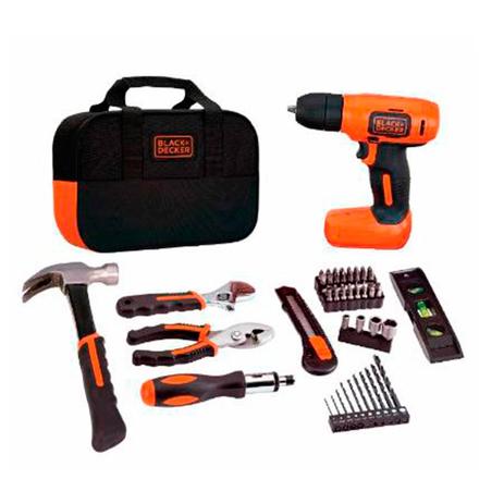 Furadeira e Parafusadeira 8V bivolt 54 ferramentas Black e Decker LD008KA Menor preço em Furadeira e Parafusadeira 8V bivolt 54 ferramentas Black e Decker LD008KA