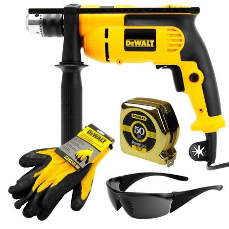 Furadeira Impacto 1/2Pol. 710W com Óculos e Luva - DWD502SI DEWALT + 1 Trena 5m Stanley Menor preço em Furadeira Impacto 1/2Pol. 710W com Óculos e Luva - DWD502SI DEWALT + 1 Trena 5m Stanley