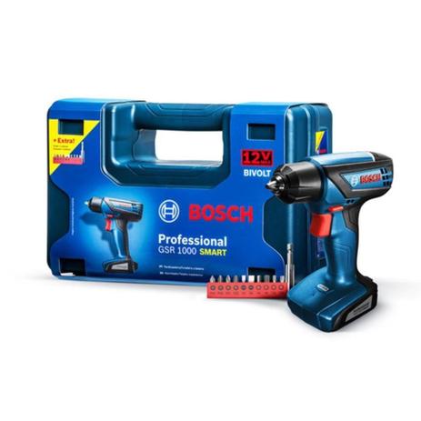 Furadeira Parafusadeira 1/4” à bateria 1/2 volts com 1 bateria - GSR1000 - Bosch (110V/220V) Menor preço em Furadeira Parafusadeira 1/4” à bateria 1/2 volts com 1 bateria - GSR1000 - Bosch (110V/220V)