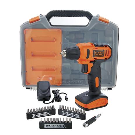 Furadeira Parafusadeira 3/8” bateria 12 volts com maleta + 31 acessórios - LD12SC (110V/220V) - Black + decker Menor preço em Furadeira Parafusadeira 3/8” bateria 12 volts com maleta + 31 acessórios - LD12SC (110V/220V) - Black + decker