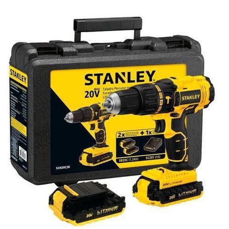 Furadeira Parafusadeira de impacto 1/2” à bateria 20 volts com 2 baterias SCH20C2K Stanley (110V/220V) Menor preço em Furadeira Parafusadeira de impacto 1/2” à bateria 20 volts com 2 baterias SCH20C2K Stanley (110V/220V)
