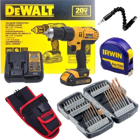 Furadeira Parafusadeira de Impacto Dewalt DCD776lc1 Bivolt 20v 1 Bat c Coldre e Kit 40 MTX Trena 5m Menor preço em Furadeira Parafusadeira de Impacto Dewalt DCD776lc1 Bivolt 20v 1 Bat c Coldre e Kit 40 MTX Trena 5m