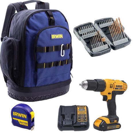 Furadeira Parafusadeira Impacto dcd776lc1 Bivolt c Bolsa Emborrachada Irwin 14 Trena e 40 Peças Mtx Menor preço em Furadeira Parafusadeira Impacto dcd776lc1 Bivolt c Bolsa Emborrachada Irwin 14 Trena e 40 Peças Mtx