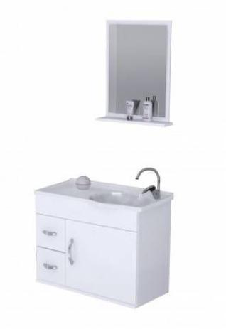 Menor preço em Gabinete Banheiro Rorato Siena 2 Gavetas 55.cm Branco - A.J.Rorato