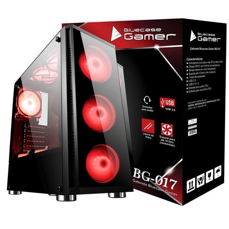 Gabinete Bluecase BG-017 Gamer Tampa Lateral em Vidro Temperado Não acompanha ventoinhas ou LED Menor preço em Gabinete Bluecase BG-017 Gamer Tampa Lateral em Vidro Temperado Não acompanha ventoinhas ou LED