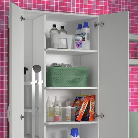 Gabinete Branco Para Lavanderia Armário 2 Portas 4 Rodinhas - click Menor preço em Gabinete Branco Para Lavanderia Armário 2 Portas 4 Rodinhas - click