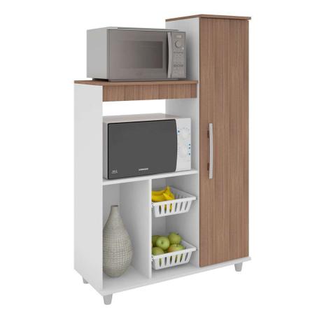 Gabinete de Cozinha para Forno e Fruteira Yara 1 PT Branco e Montana - Madine Menor preço em Gabinete de Cozinha para Forno e Fruteira Yara 1 PT Branco e Montana - Madine