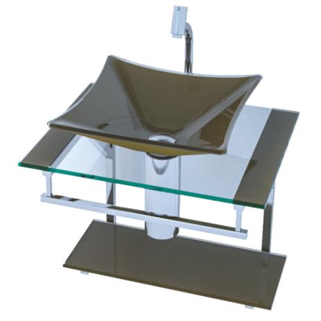 Gabinete de Vidro e Inox 40cm para Banheiro  Mod. Bella Madri  Conjunto Lavatório c/ Cuba Dourado - Vidros brasil é boa?