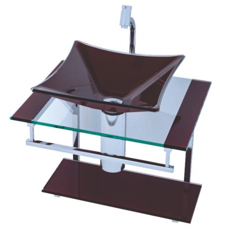 Gabinete de Vidro e Inox 50cm para Banheiro  Mod. Bella Madri  Conjunto Lavatório c/ Cuba Vinho - Vidros brasil é boa?