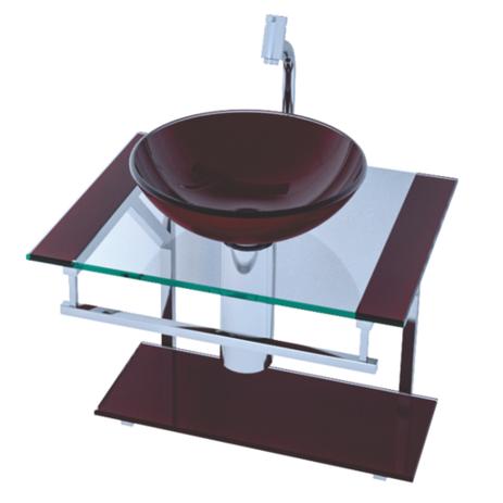 Gabinete de Vidro e Inox 50cm para Banheiro Mod. Bella Paris Conjunto Lavatório c/ Cuba Vinho - Vidros brasil Menor preço em Gabinete de Vidro e Inox 50cm para Banheiro Mod. Bella Paris Conjunto Lavatório c/ Cuba Vinho - Vidros brasil