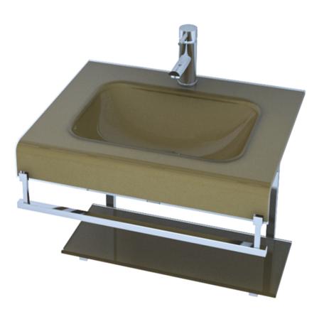 Gabinete de Vidro e Inox 50cm para Banheiro  Mod. Bella Veneza  Conjunto Lavatório c/ Cuba Dourado - Vidros brasil é boa?