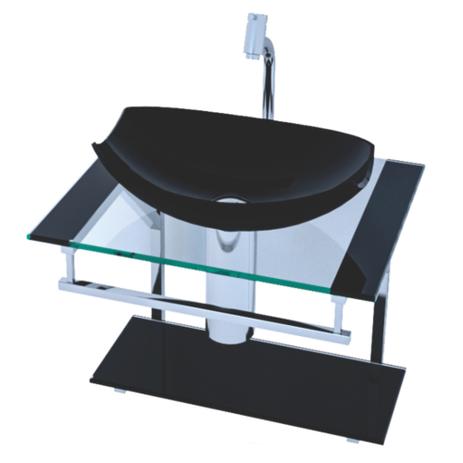 Gabinete de Vidro e Inox 50cm para Banheiro  Mod. Bella Viena  Conjunto Lavatório c/ Cuba Preto - Vidros brasil é boa?