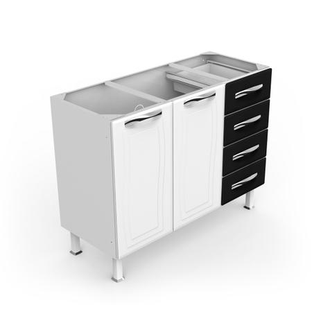 Gabinete em Aço Colormaq Ipanema para Pia de 1,20m Branco e Preto Menor preço em Gabinete em Aço Colormaq Ipanema para Pia de 1,20m Branco e Preto