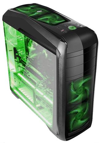 Gabinete Gamer Bluecase BG-024 - USB 3.0 - 5 Coolers Inclusos - LED Verde - Oficina dos bits Menor preço em Gabinete Gamer Bluecase BG-024 - USB 3.0 - 5 Coolers Inclusos - LED Verde - Oficina dos bits