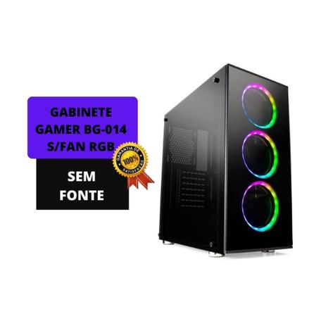Gabinete gamer c/ lateral de acrílico s/fonte - BLUECASE Menor preço em Gabinete gamer c/ lateral de acrílico s/fonte - BLUECASE