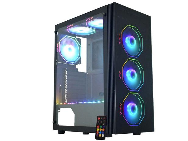 Gabinete Gamer K-Mex Asgard Polygon CG-02Z5 - RGB ATX 3 FANs Preto Menor preço em Gabinete Gamer K-Mex Asgard Polygon CG-02Z5 - RGB ATX 3 FANs Preto