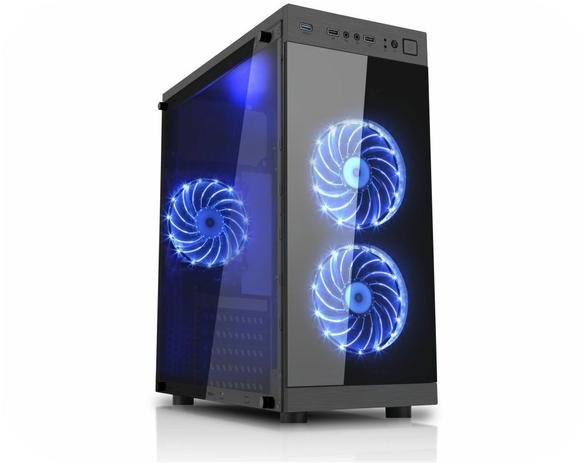 Gabinete Gamer k-mex CG-01F6 Anjo da Noite 2 Fans 15Led Azul USB 3.0 Frente/Lateral Vidro Fume Menor preço em Gabinete Gamer k-mex CG-01F6 Anjo da Noite 2 Fans 15Led Azul USB 3.0 Frente/Lateral Vidro Fume