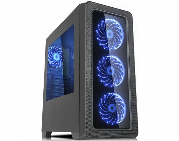Gabinete Gamer K-mex CG-01F7 Anjo da Noite II 3 Fans Led Azul USB 3.0 Frente/Lateral Vidro Menor preço em Gabinete Gamer K-mex CG-01F7 Anjo da Noite II 3 Fans Led Azul USB 3.0 Frente/Lateral Vidro