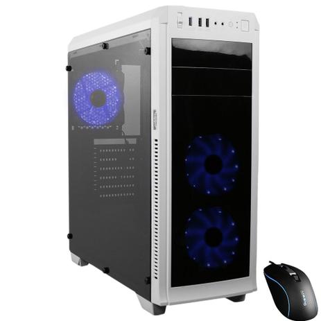 Gabinete Gamer Mesh Gear Sadoshi Branco LED Azul com Mouse Horus Menor preço em Gabinete Gamer Mesh Gear Sadoshi Branco LED Azul com Mouse Horus