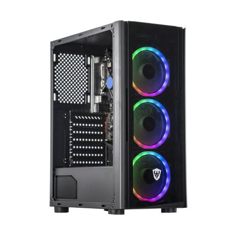 Gabinete Gamer Sate 3 Coolers Fans ARGB Preto com Lateral em Acrílico K871 Menor preço em Gabinete Gamer Sate 3 Coolers Fans ARGB Preto com Lateral em Acrílico K871