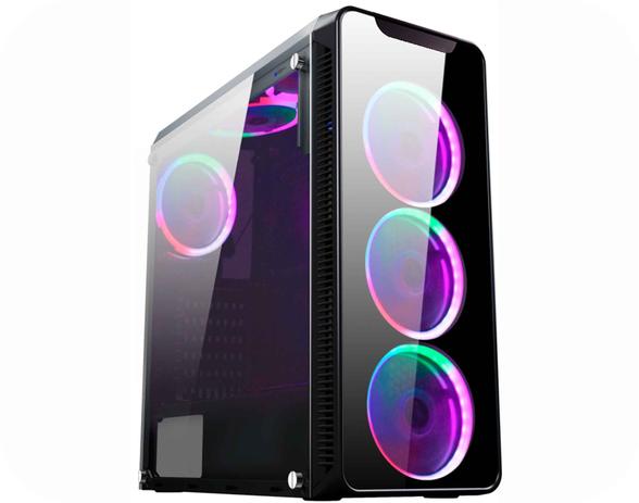 Gabinete Gamer Vidro Fumê Lateral 3 Fans Ring 5 LED Cores Infinity I CG-01G8 K-MEX Sem Fonte Menor preço em Gabinete Gamer Vidro Fumê Lateral 3 Fans Ring 5 LED Cores Infinity I CG-01G8 K-MEX Sem Fonte