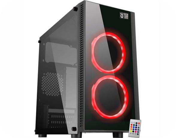 Gabinete Gamer Vidros Fume 2 Fans RGB Narnia III CG-03RA K-MEX Sem Fonte Menor preço em Gabinete Gamer Vidros Fume 2 Fans RGB Narnia III CG-03RA K-MEX Sem Fonte