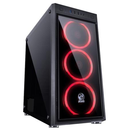 Gabinete Mid Tower Pcyes JUPPTVM3FCV Jupiter 3 Fans 120mm Led Vermelho Preto Menor preço em Gabinete Mid Tower Pcyes JUPPTVM3FCV Jupiter 3 Fans 120mm Led Vermelho Preto