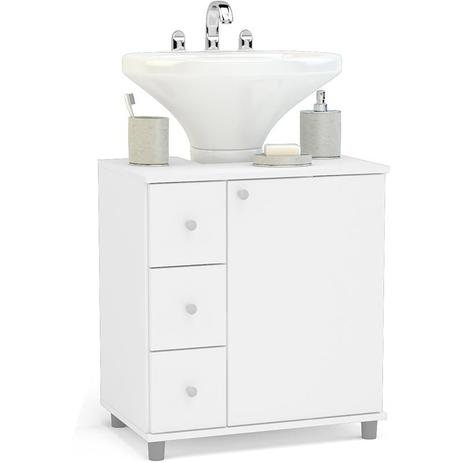 Gabinete para Banheiro com 1 Porta e 3 Gavetas - Politorno Menor preço em Gabinete para Banheiro com 1 Porta e 3 Gavetas - Politorno