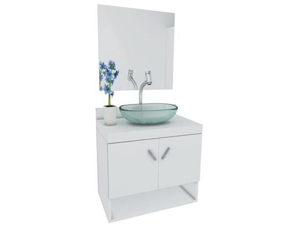 Gabinete para Banheiro com Cuba e Espelho 2 Portas - VTec Kit Mizar