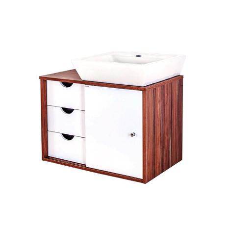 Gabinete para Banheiro em Mdf com Cuba Safira 44x64cm Branco E Ébano - Fermar scalline Menor preço em Gabinete para Banheiro em Mdf com Cuba Safira 44x64cm Branco E Ébano - Fermar scalline
