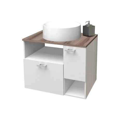 Gabinete para Banheiro em Mdf Iara 59,5x47,8cm Branco E Tamarindo - Cozimax Menor preço em Gabinete para Banheiro em Mdf Iara 59,5x47,8cm Branco E Tamarindo - Cozimax