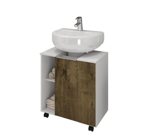 Gabinete para Banheiro Pequin Branco e Madeira Rustica - Móveis bechara é boa?