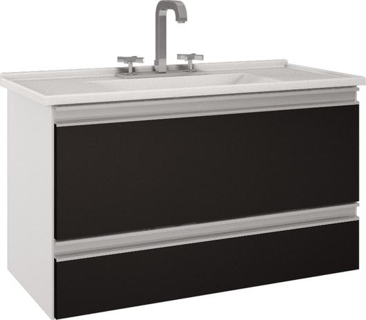 Gabinete Suspenso c/ Pia Treviso Branco e Preto 47.5x37.5x80.4 cm - Mgm Menor preço em Gabinete Suspenso c/ Pia Treviso Branco e Preto 47.5x37.5x80.4 cm - Mgm
