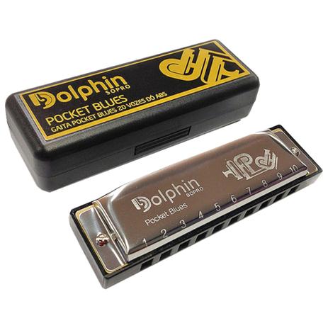 Gaita de Boca Dolphin Diatônica Pocket Blues 20 Vozes Em C Dó + Case Menor preço em Gaita de Boca Dolphin Diatônica Pocket Blues 20 Vozes Em C Dó + Case