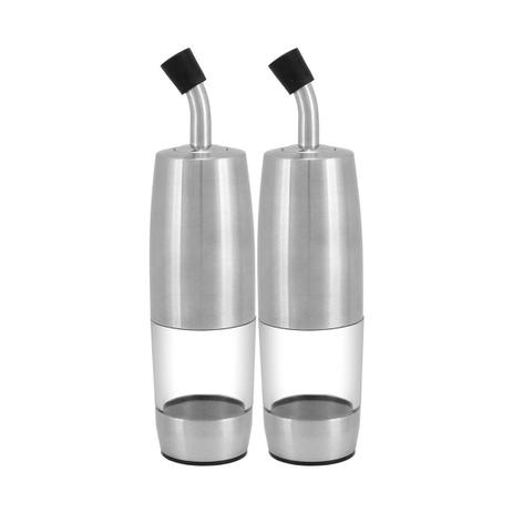Galheteiro 2 peças em inox com visor em acrílico transparente 150ml - Home co Menor preço em Galheteiro 2 peças em inox com visor em acrílico transparente 150ml - Home co