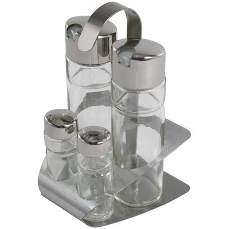 Galheteiro 4 Peças Luxo Com Suporte Aço Inox Mesa Restaurante - Wp connect Menor preço em Galheteiro 4 Peças Luxo Com Suporte Aço Inox Mesa Restaurante - Wp connect