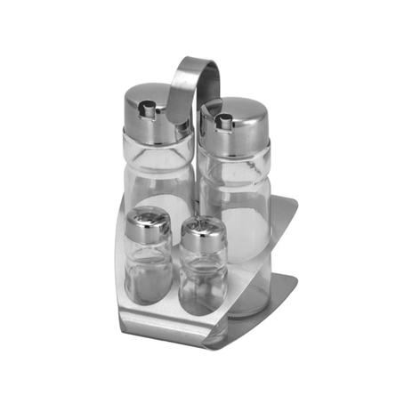 Galheteiro em aço inox com suporte Uny Gift 4 peças Menor preço em Galheteiro em aço inox com suporte Uny Gift 4 peças