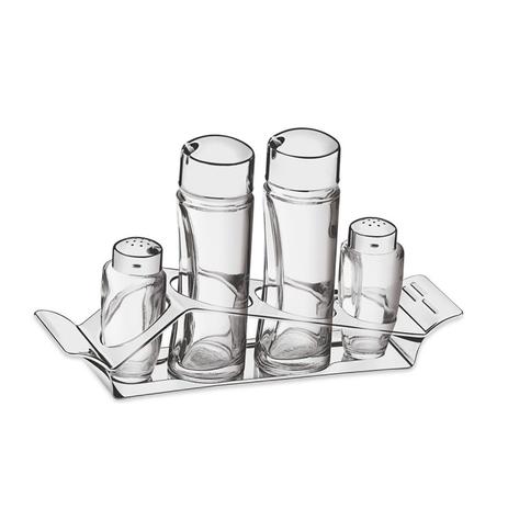 Galheteiro em vidro e aço inox 4 peças - tramontina Menor preço em Galheteiro em vidro e aço inox 4 peças - tramontina