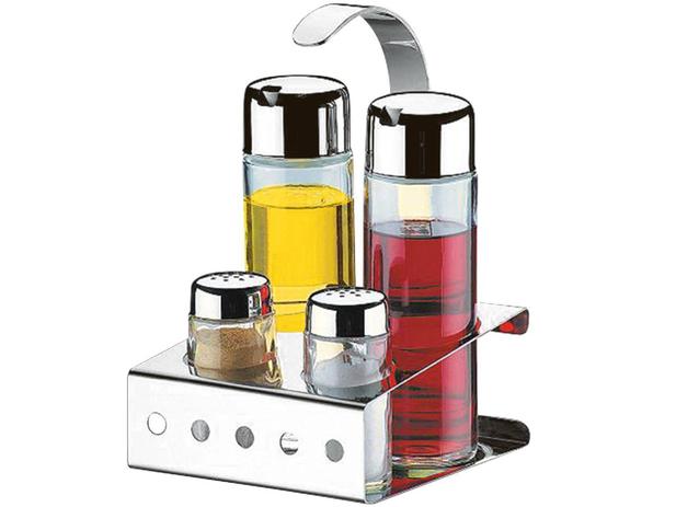 Galheteiro Inox Brinox - 5 Peças Parma 1560/101 Menor preço em Galheteiro Inox Brinox - 5 Peças Parma 1560/101