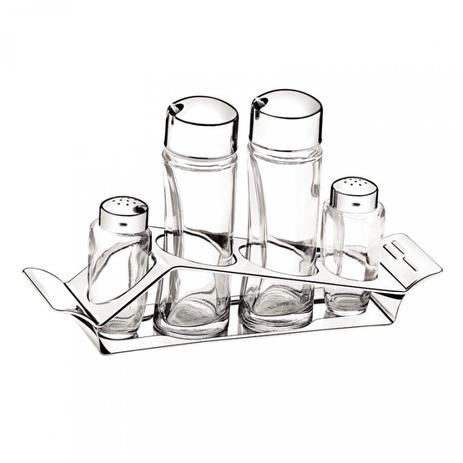 Galheteiro Inox e Vidro 4 Peças Ciclo Tramontina Menor preço em Galheteiro Inox e Vidro 4 Peças Ciclo Tramontina
