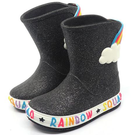 Galocha Infantil Plugt Acqua Nuvem Arco Iris Gliter Preto - Moda Feminina -  Magazine Luiza
