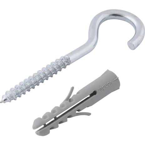 Gancho 5,5 mm x 70 mm, com bucha de nylon 8 mm pacote com 100 peças - Vonder Menor preço em Gancho 5,5 mm x 70 mm, com bucha de nylon 8 mm pacote com 100 peças - Vonder