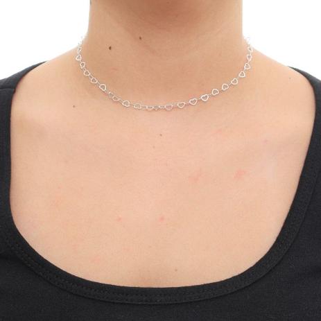 Gargantilha Colar Feminino 40cm Coração Prata Original 925 - Gabriela costa semi jóias Menor preço em Gargantilha Colar Feminino 40cm Coração Prata Original 925 - Gabriela costa semi jóias