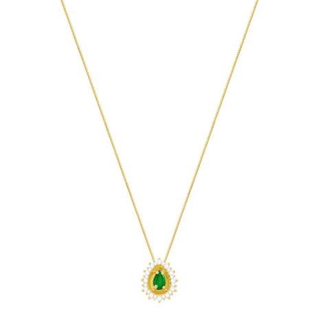 Gargantilha em Ouro 18K com Esmeralda e Diamantes - AU2878 - Bruna tessaro Menor preço em Gargantilha em Ouro 18K com Esmeralda e Diamantes - AU2878 - Bruna tessaro